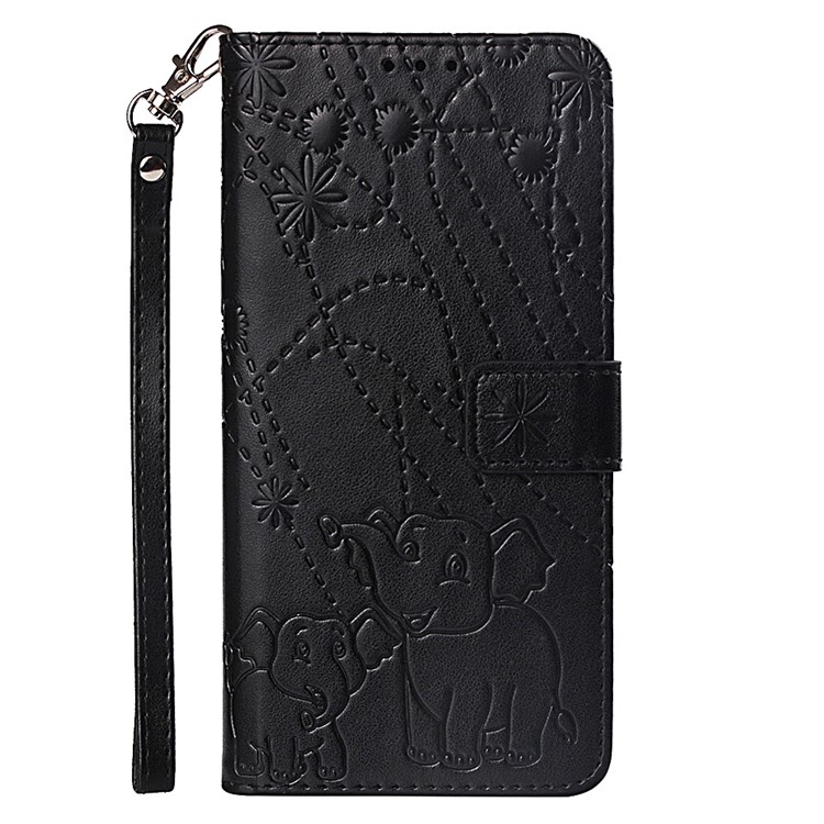 Imprinted Elephant Pattern Leather Wallet Case for Samsung Galaxy S10e - Black-2