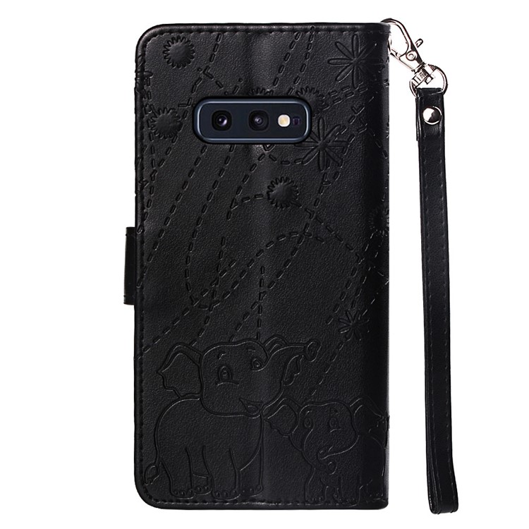 Imprinted Elephant Pattern Leather Wallet Case for Samsung Galaxy S10e - Black-3