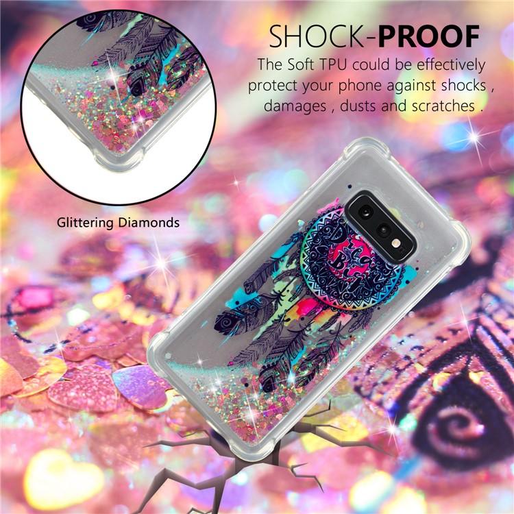 Dynamic Glitter Powder Heart Shaped Sequins TPU Case for Samsung Galaxy S10e - Dream Catcher-4