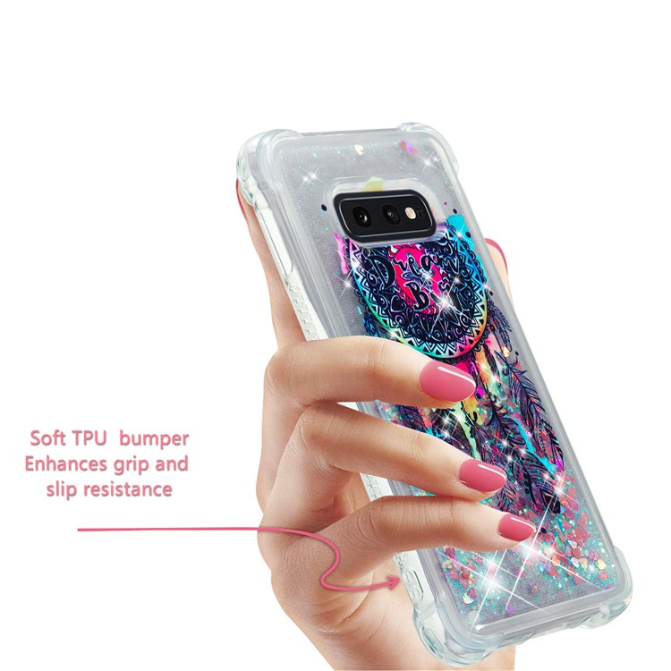 Dynamic Glitter Powder Heart Shaped Sequins TPU Case for Samsung Galaxy S10e - Dream Catcher-5