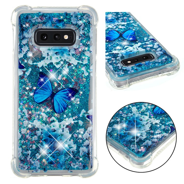 

Dynamic Glitter Powder Heart Shaped Sequins TPU Case for Samsung Galaxy S10e - Blue Butterfly, Galaxy S10e
