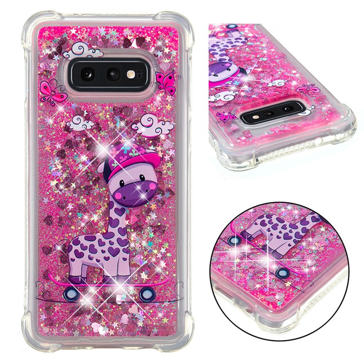 

Dynamic Glitter Powder Heart Shaped Sequins TPU Case for Samsung Galaxy S10e - Giraffe, Galaxy S10e