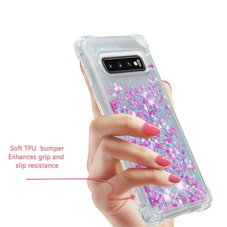 Glitter Powder Quicksand Shockproof TPU Back Case for Samsung Galaxy S10 - Light Purple-5