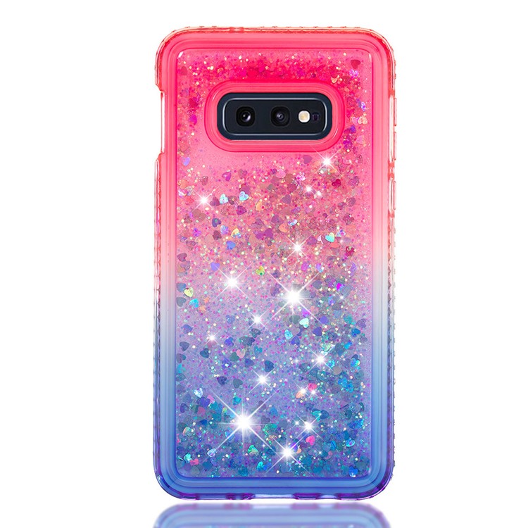 Rhinestone Decor Gradient Glitter Powder Quicksand TPU Phone Cover for Samsung Galaxy S10e - Red/Blue-3