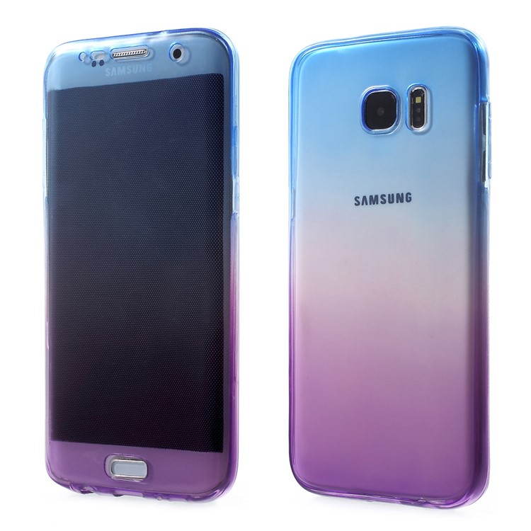 

Градиент Цвета Спереди + Сзади 2-х Частей ТПУ Чехол Для Samsung Galaxy S7 SM-G930 - Синий / Пурпурный, Galaxy S7