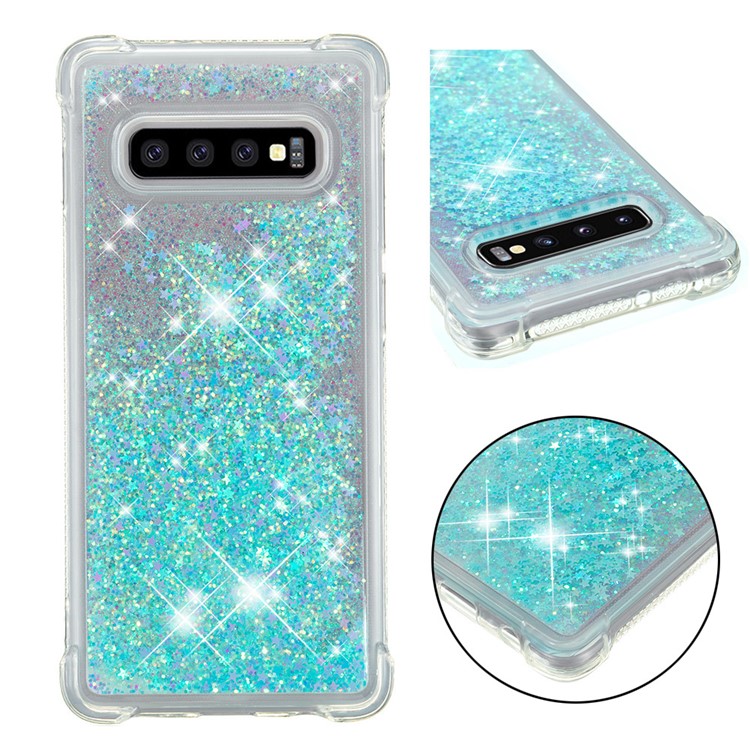 

Чехол Для Мобильного Телефона Для Samsung Galaxy S10 Plus Блеск Порошок Плывун Ударопрочный Чехол ТПУ - Нежно Голубые, Galaxy S10 Plus