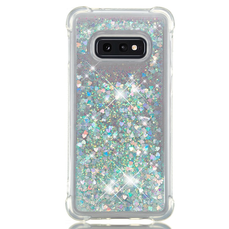 Dynamic Glitter Powder Heart Shaped Sequins TPU Shockproof Case for Samsung Galaxy S10e - Green-2