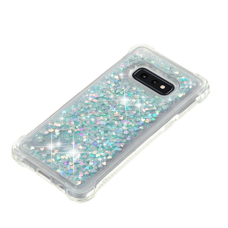 Dynamic Glitter Powder Heart Shaped Sequins TPU Shockproof Case for Samsung Galaxy S10e - Green-6