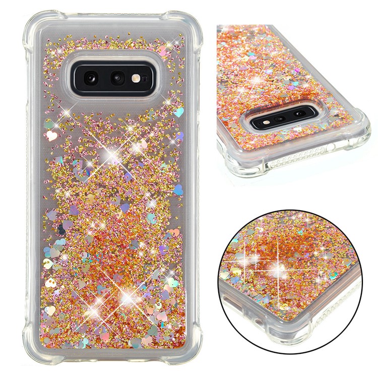 

Dynamic Glitter Powder Heart Shaped Sequins TPU Shockproof Case for Samsung Galaxy S10e - Gold, Galaxy S10e
