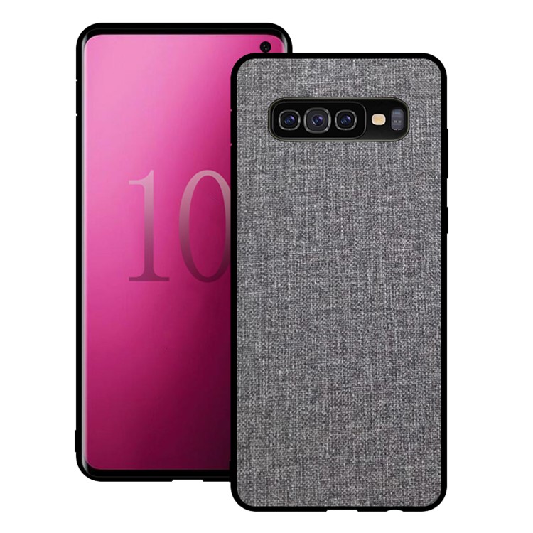 

Non-slip Cloth Texture PC TPU Hybrid Cell Phone Case for Samsung Galaxy S10 Plus - Grey, Galaxy S10 Plus