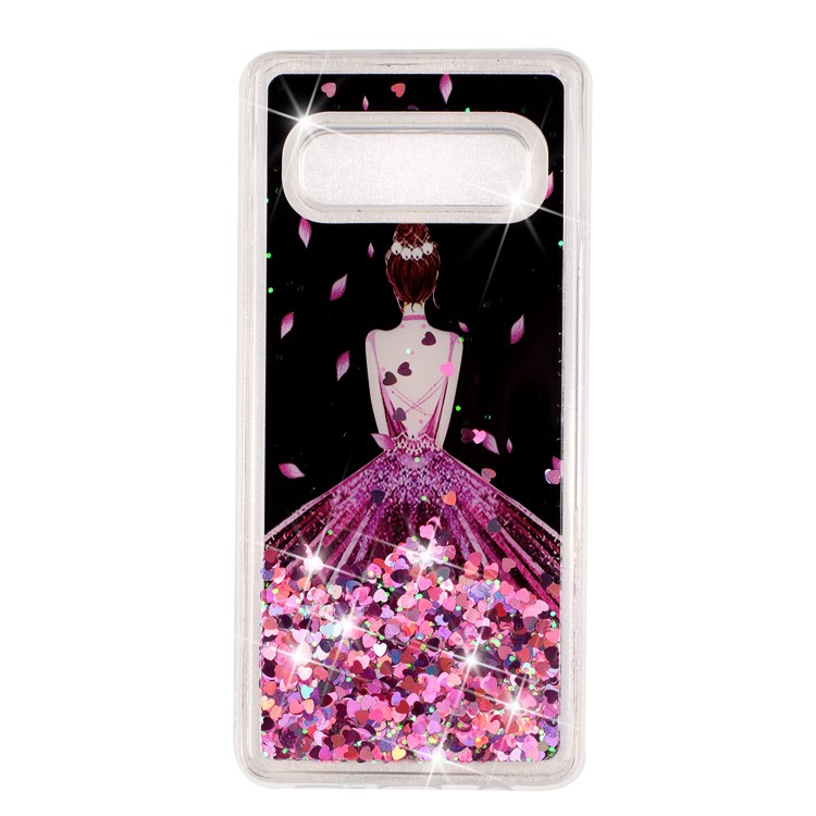 Moving Glitter Powder Sequins Patterned TPU Case for Samsung Galaxy S10 - Pretty Girl's Back-2