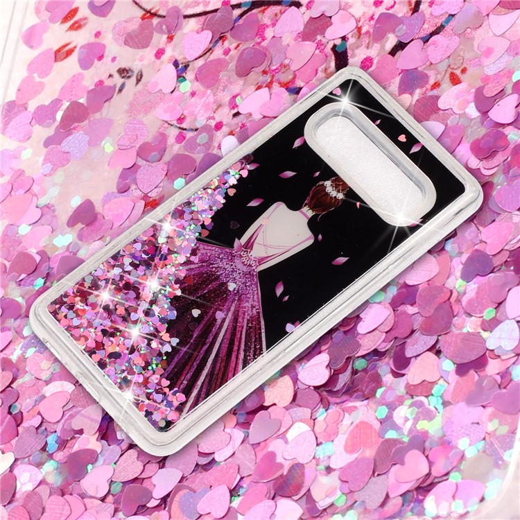 Moving Glitter Powder Sequins Patterned TPU Case for Samsung Galaxy S10 - Pretty Girl's Back-5