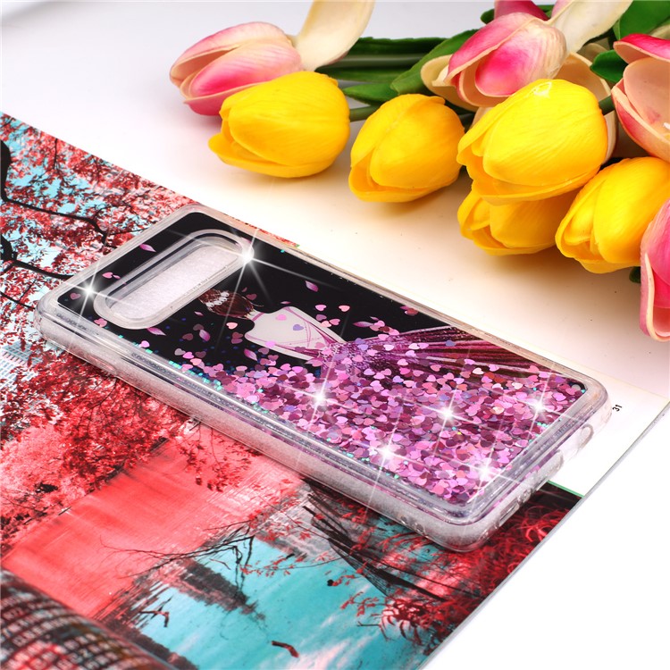 Moving Glitter Powder Sequins Patterned TPU Case for Samsung Galaxy S10 - Pretty Girl's Back-6