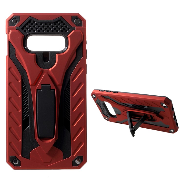 Drop-proof Rugged PC + TPU Hybrid Case with Kickstand for Samsung Galaxy S10e - Red-1