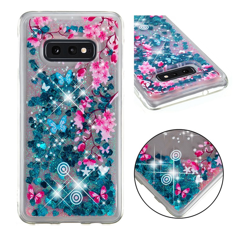 

For Samsung Galaxy S10e Dynamic Glitter Powder Sequins TPU Protection Case - Flower, Galaxy S10e