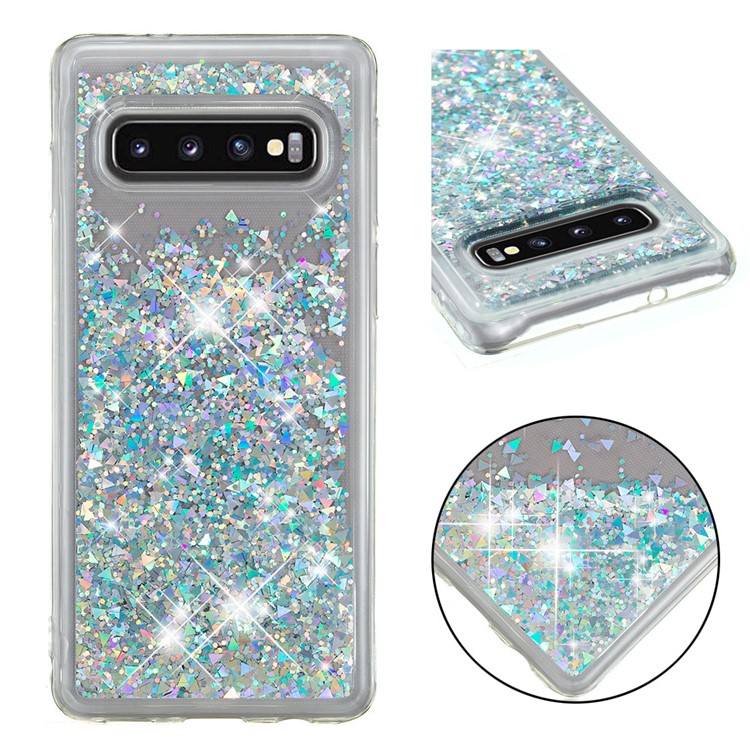 

Динамический Блеск Пудра Блестки ТПУ Чехол Для Samsung Galaxy S10 - Нежно Голубые, Galaxy S10