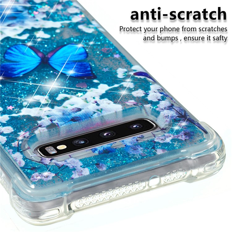 Dynamic Glitter Powder Heart Shaped Sequins TPU Shell for Samsung Galaxy S10 Plus - Blue Butterfly-6