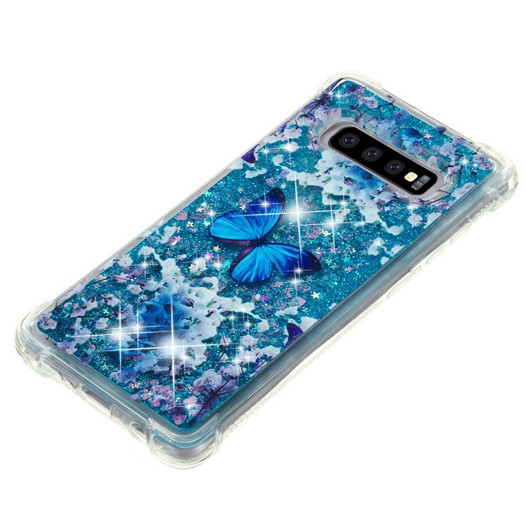 Dynamic Glitter Powder Heart Shaped Sequins TPU Shell for Samsung Galaxy S10 Plus - Blue Butterfly-7