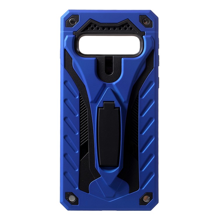 Drop-proof Rugged PC + TPU Hybrid Case with Kickstand for Samsung Galaxy S10 Plus - Blue-1