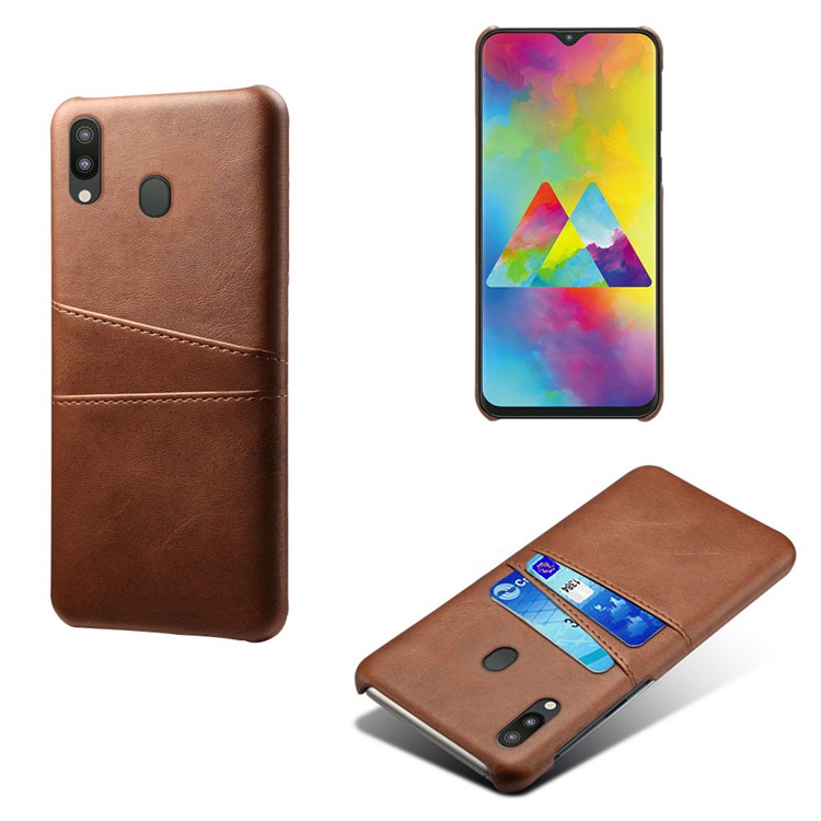 

[Dual Card Slots] PU Leather Coated PC Back Cover for Samsung Galaxy M20 - Brown, Galaxy M20