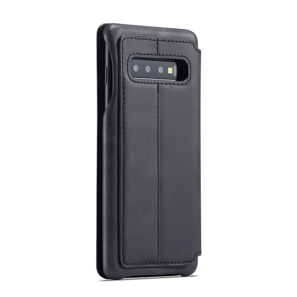 LC.IMEEKE Retro Style Leather Card Holder Case for Samsung Galaxy S10 Plus - Black-3