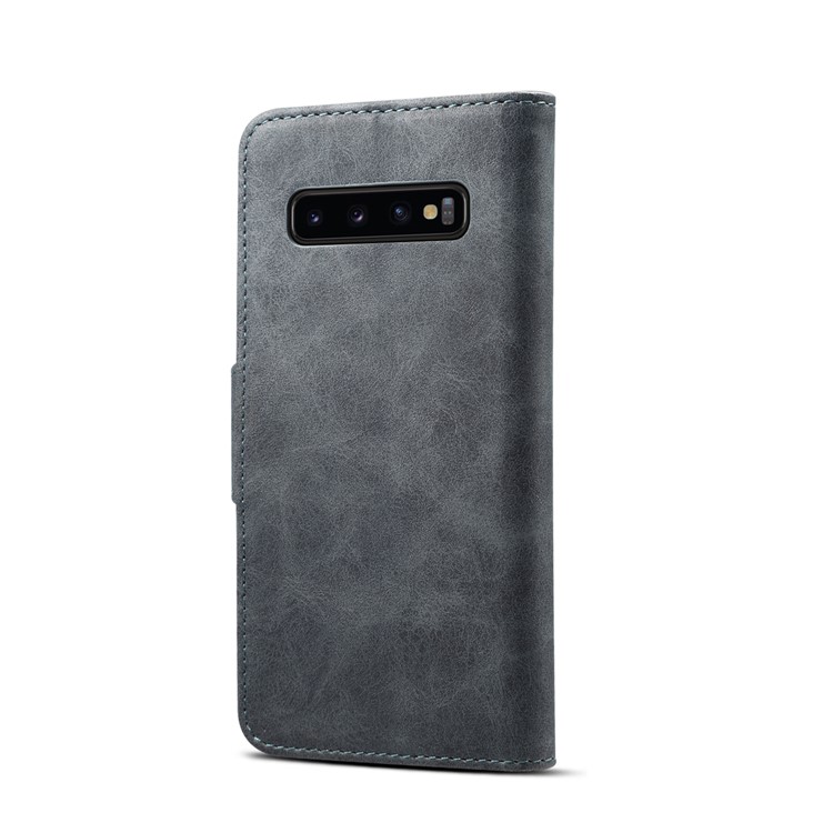 Leather Wallet Stand Mobile Case for Samsung Galaxy S10 - Grey-2