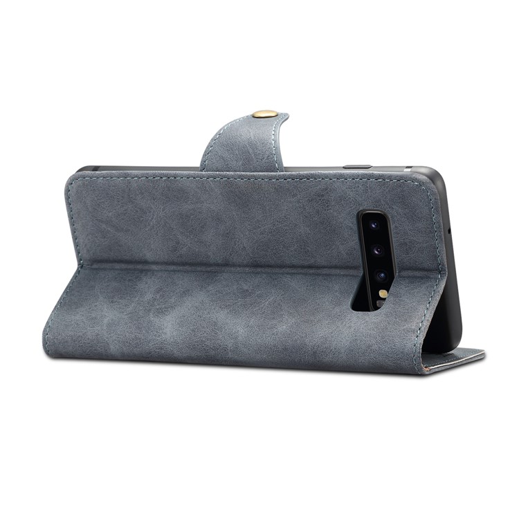 Leather Wallet Stand Mobile Case for Samsung Galaxy S10 - Grey-5