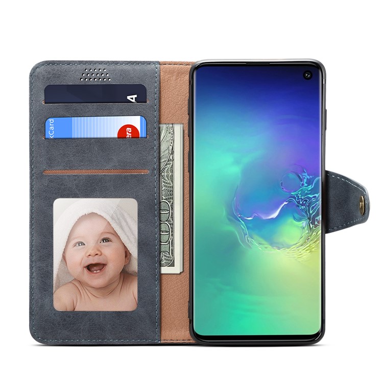 Leather Wallet Stand Mobile Case for Samsung Galaxy S10 - Grey-6