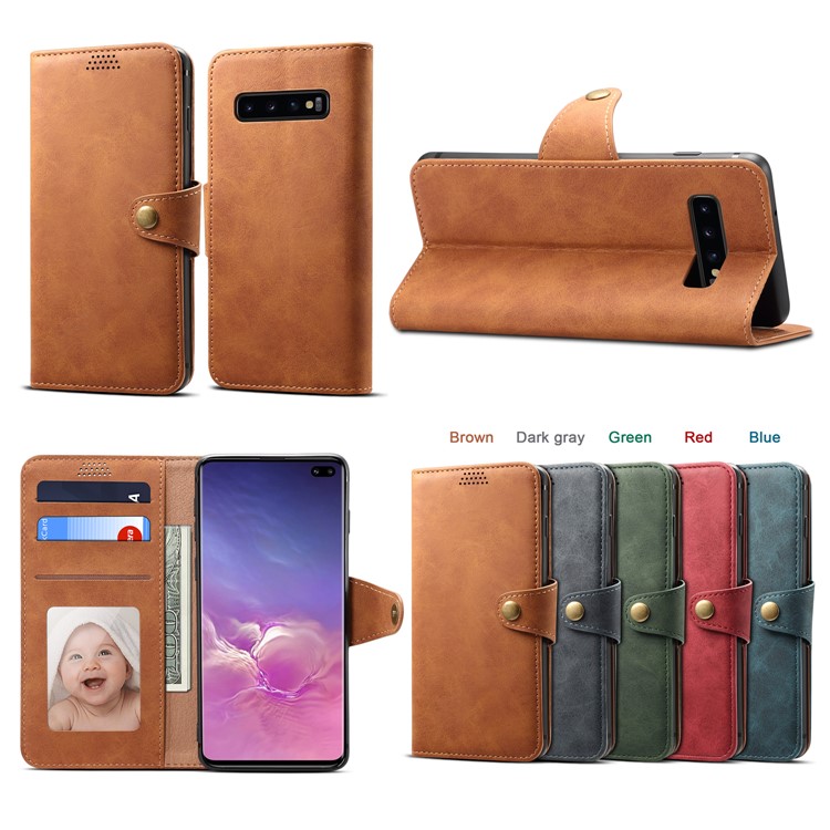 Leather Wallet Stand Mobile Case for Samsung Galaxy S10 Plus - Grey-8