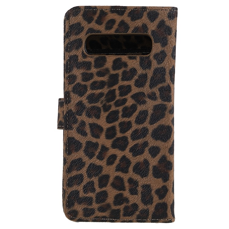 Funda De Piel Con Estampado De Leopardo Para Samsung Galaxy S10 Plus - Marrón-1