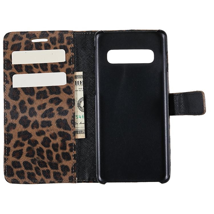 Funda De Piel Con Estampado De Leopardo Para Samsung Galaxy S10 Plus - Marrón-4