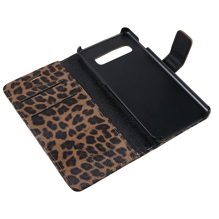 Funda De Piel Con Estampado De Leopardo Para Samsung Galaxy S10 Plus - Marrón-7