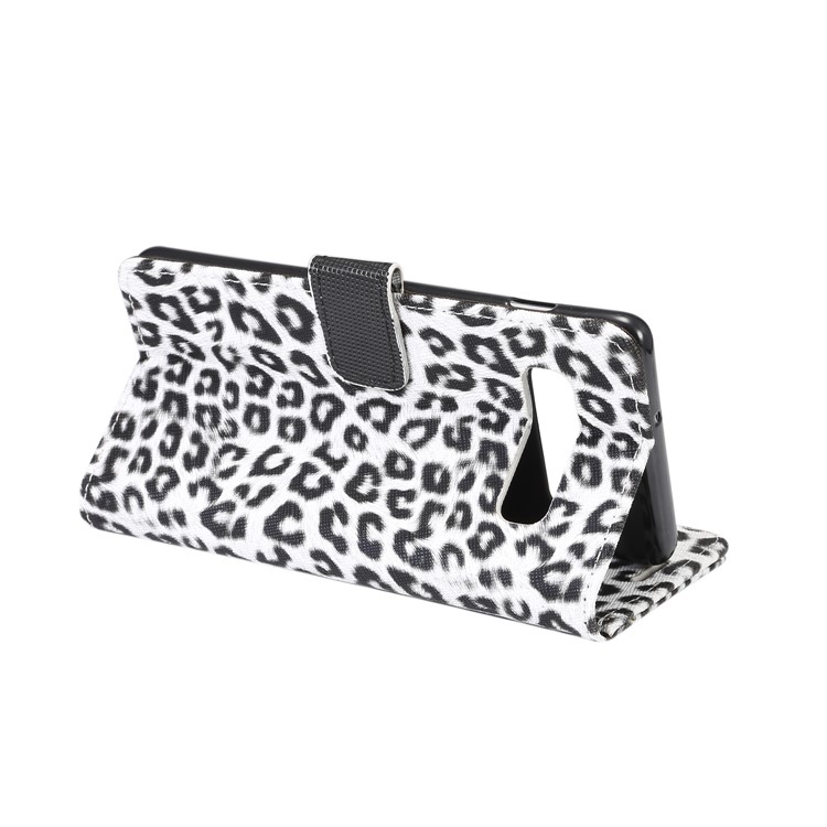 Para Samsung Galaxy S10 Leopard Pattern Stand de Cuero Con Carcasa Móvil - Blanco-5