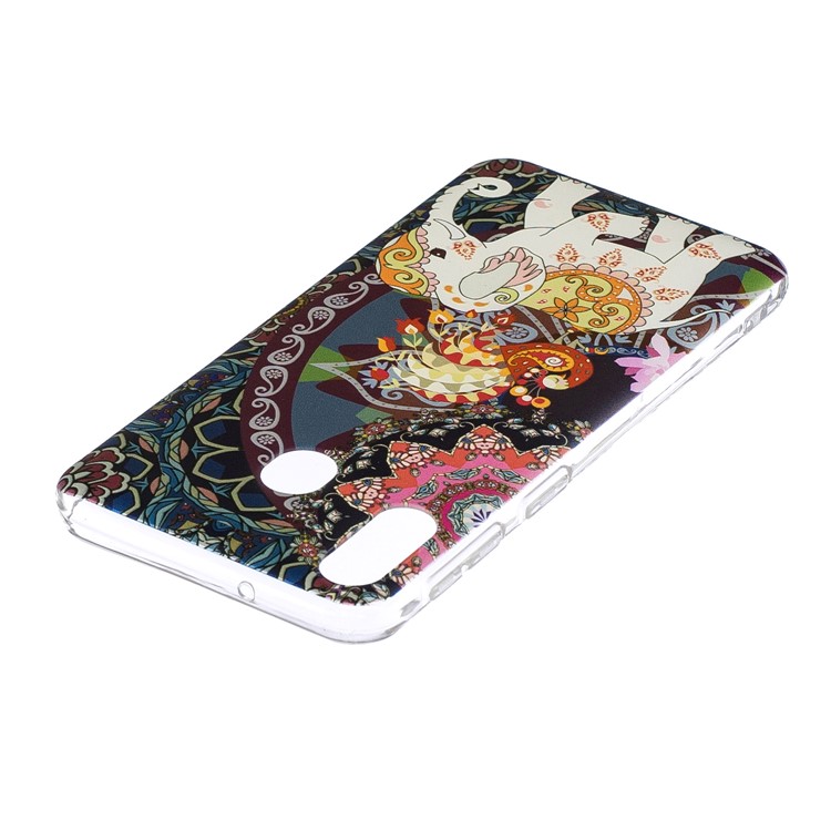 Pattern Printing TPU Mobile Case Shell for Samsung Galaxy M20 - Flower and Elephant-4