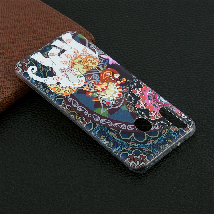 Pattern Printing TPU Mobile Case Shell for Samsung Galaxy M20 - Flower and Elephant-7