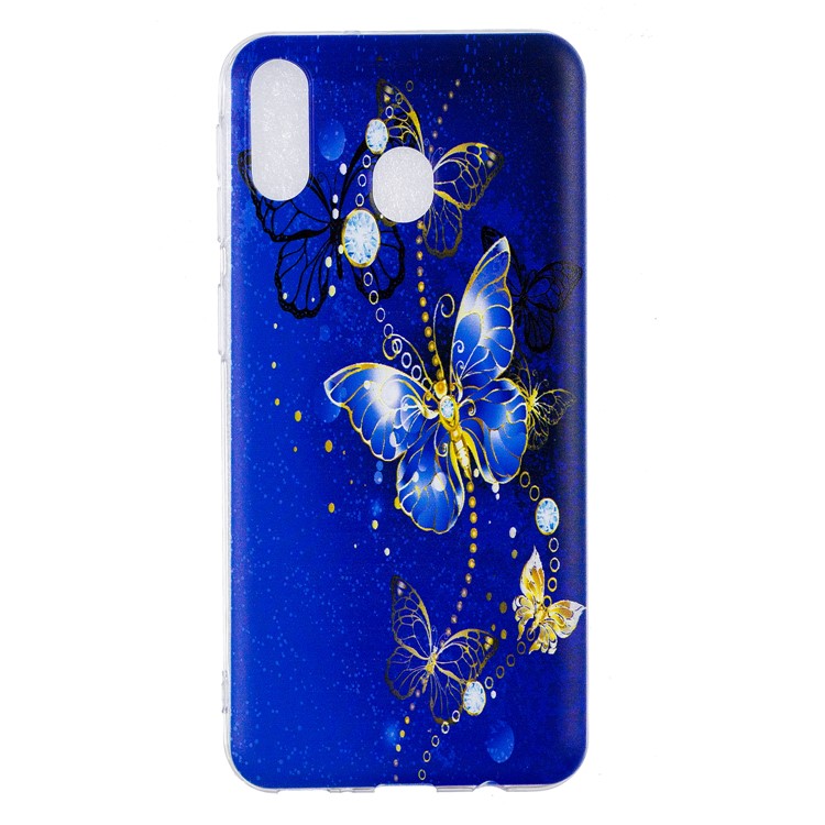 Pattern Printing TPU Mobile Case Shell for Samsung Galaxy M20 - Blue Butterfly-2