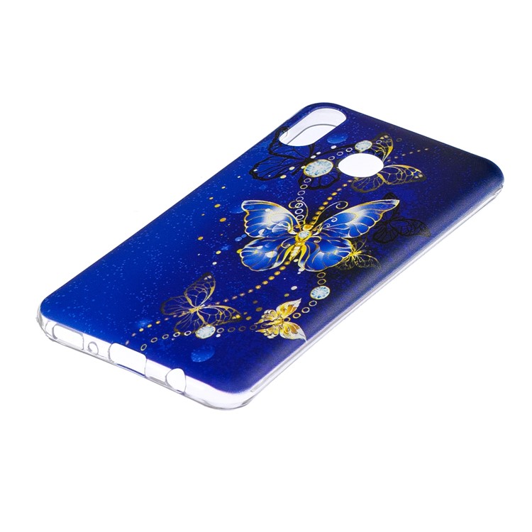 Pattern Printing TPU Mobile Case Shell for Samsung Galaxy M20 - Blue Butterfly-3