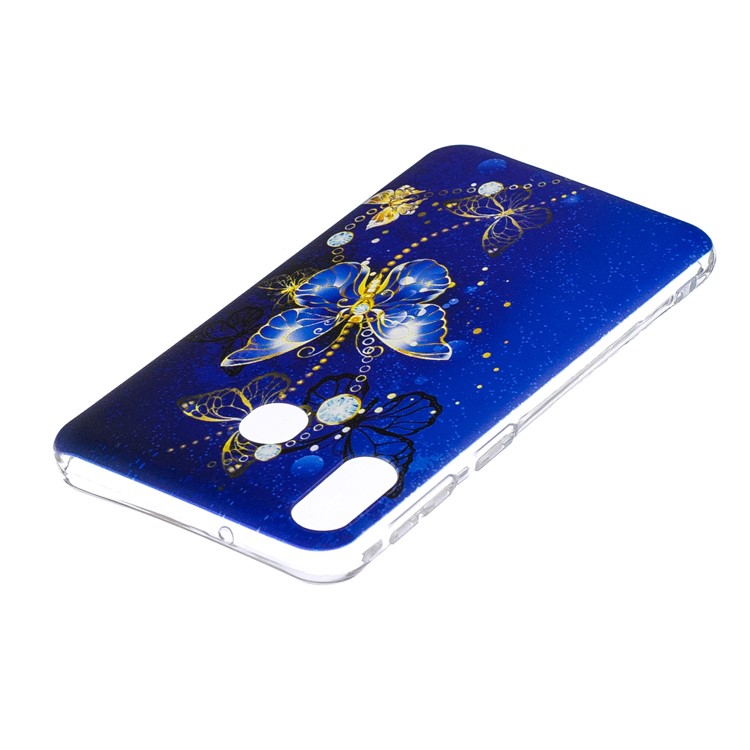 Pattern Printing TPU Mobile Case Shell for Samsung Galaxy M20 - Blue Butterfly-4