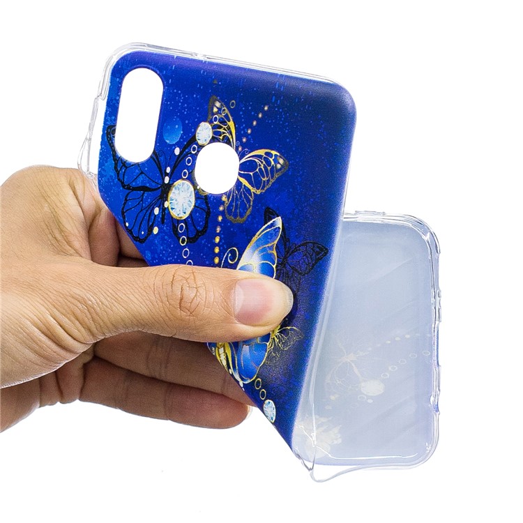 Pattern Printing TPU Mobile Case Shell for Samsung Galaxy M20 - Blue Butterfly-5