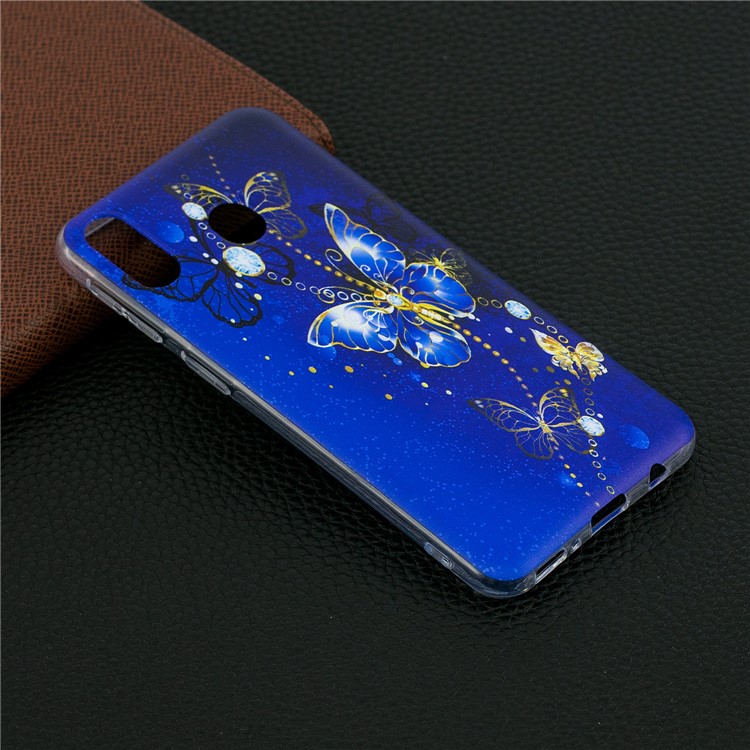 Pattern Printing TPU Mobile Case Shell for Samsung Galaxy M20 - Blue Butterfly-6