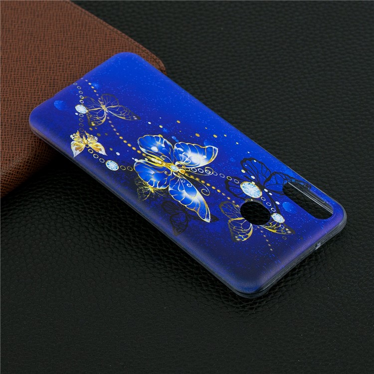 Pattern Printing TPU Mobile Case Shell for Samsung Galaxy M20 - Blue Butterfly-7
