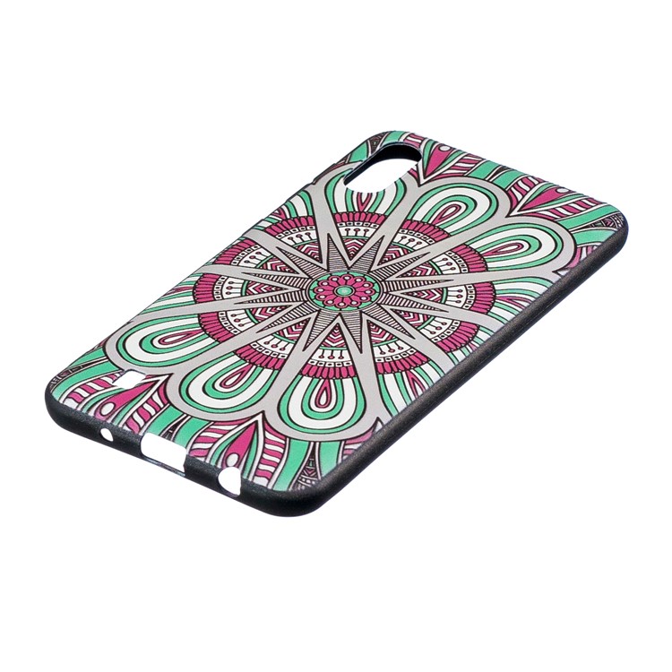 Embossed Pattern TPU Phone Accessory Case for Samsung Galaxy M10 - Colorful Flower-3