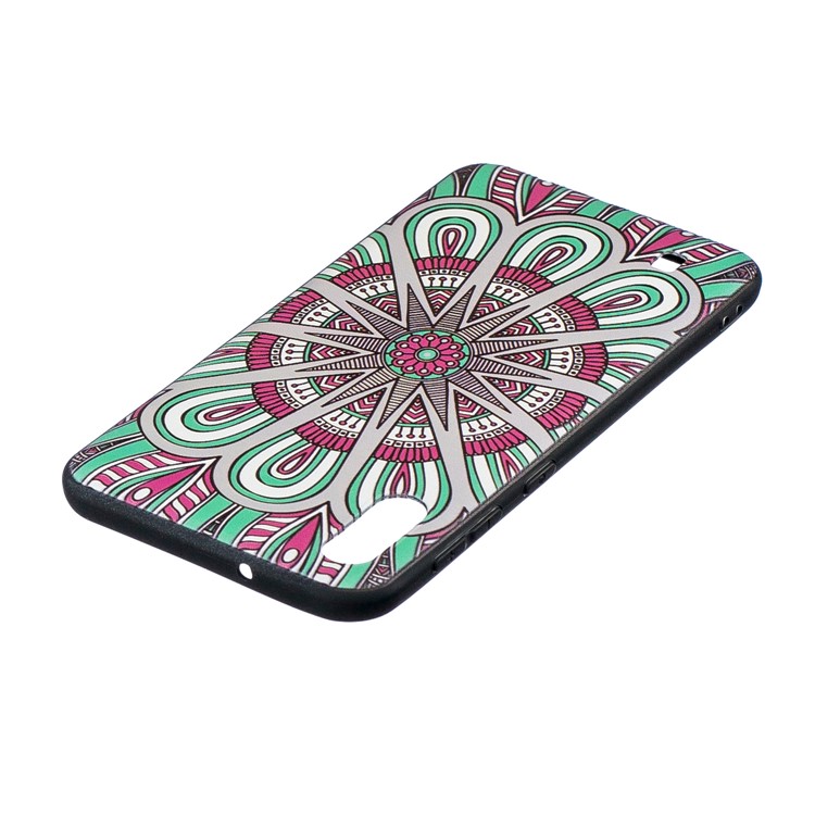 Embossed Pattern TPU Phone Accessory Case for Samsung Galaxy M10 - Colorful Flower-4