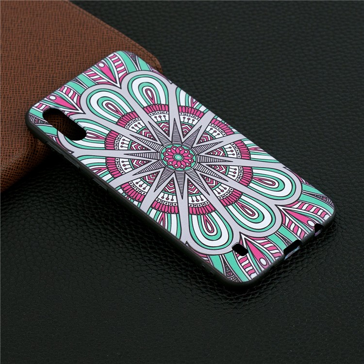 Embossed Pattern TPU Phone Accessory Case for Samsung Galaxy M10 - Colorful Flower-6