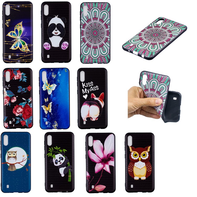 Embossed Pattern TPU Phone Accessory Case for Samsung Galaxy M10 - Colorful Flower-8