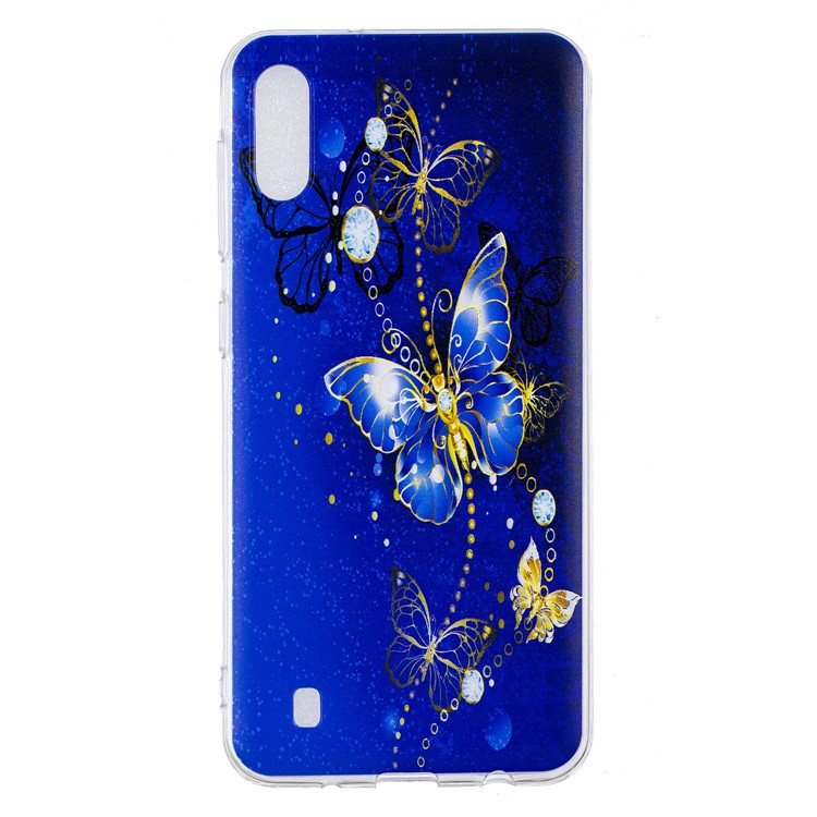 Pattern Printing Soft TPU Phone Case for Samsung Galaxy M10 - Blue Butterfly-2