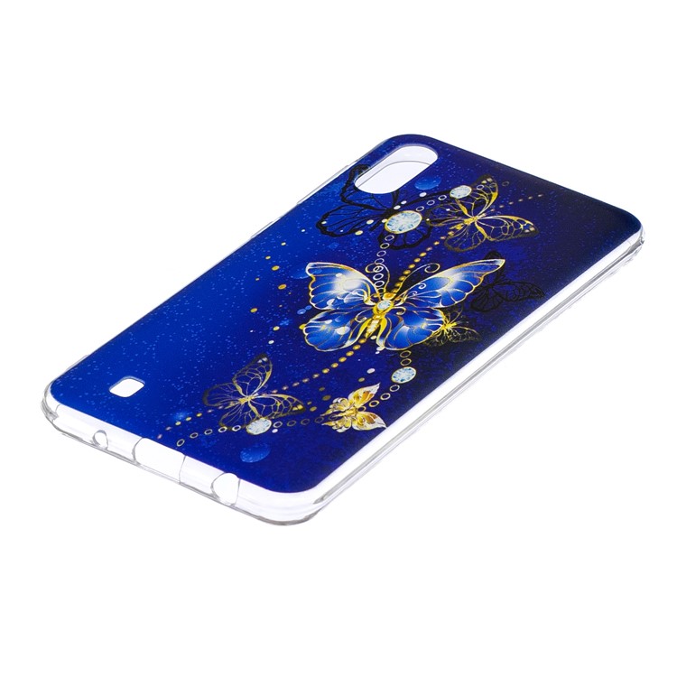Pattern Printing Soft TPU Phone Case for Samsung Galaxy M10 - Blue Butterfly-3