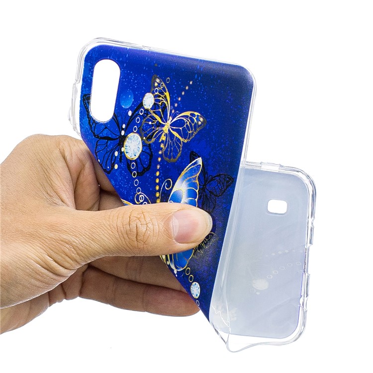 Pattern Printing Soft TPU Phone Case for Samsung Galaxy M10 - Blue Butterfly-5