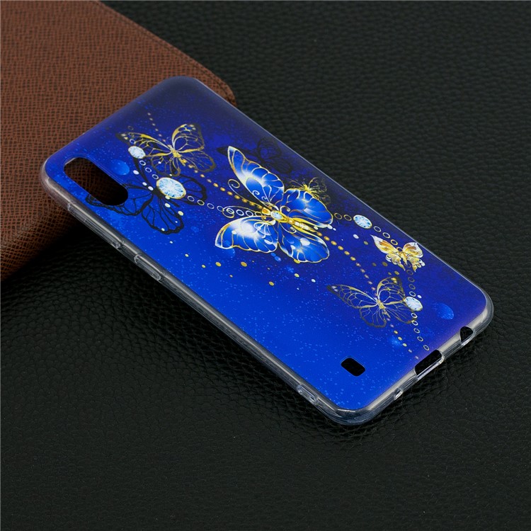 Pattern Printing Soft TPU Phone Case for Samsung Galaxy M10 - Blue Butterfly-6