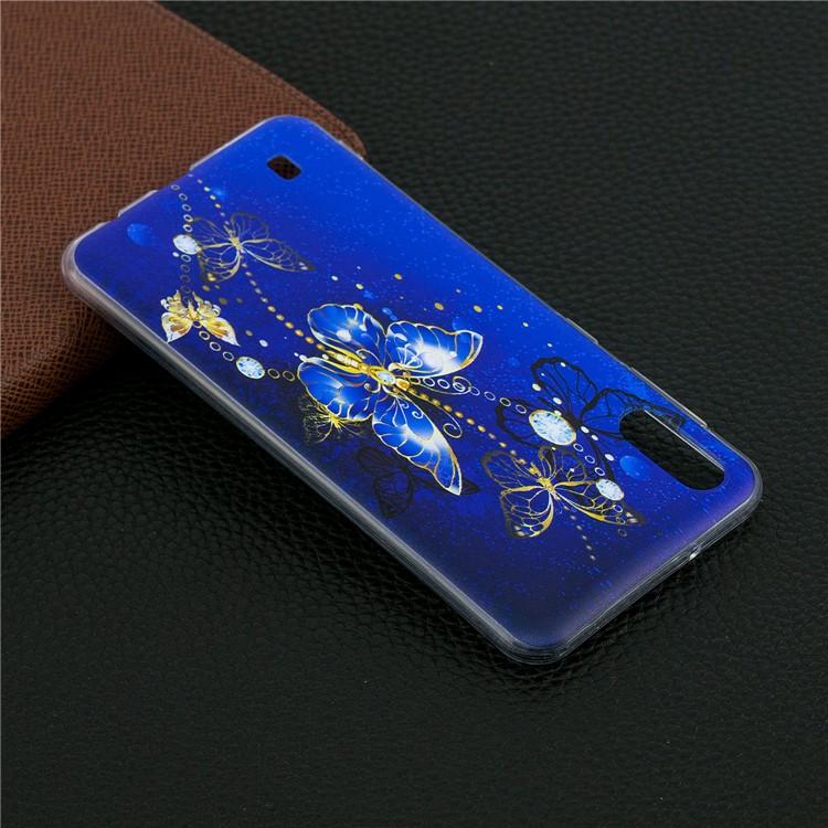 Pattern Printing Soft TPU Phone Case for Samsung Galaxy M10 - Blue Butterfly-7